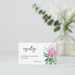 Elegant Romantic Violet Lotus Watercolor Art Enclosure Card