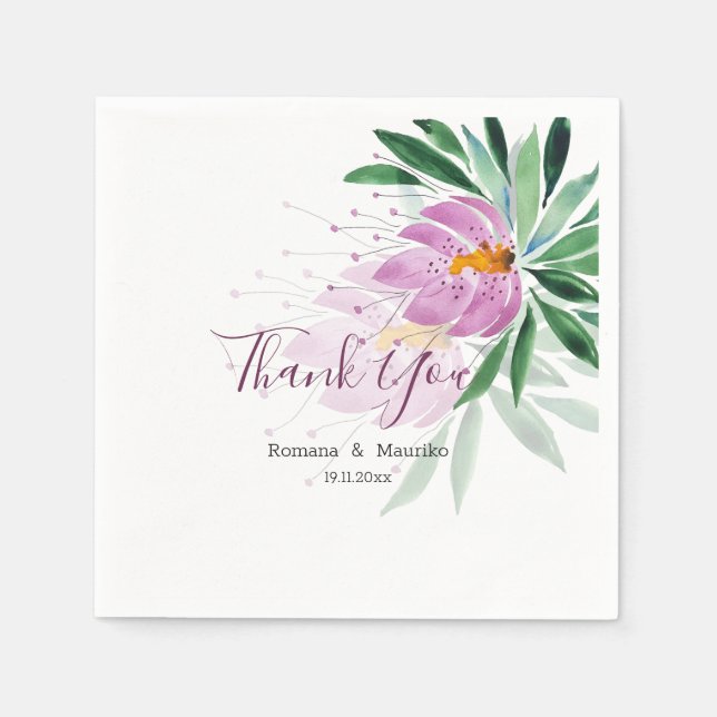 Elegant Romantic Violet Lotus Watercolor Art Napkin (Front)