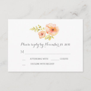 Elegant romantic watercolor blossoms RSVP cards
