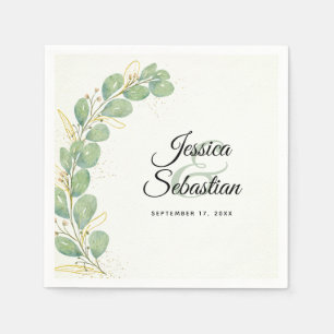 Elegant Romantic Watercolor Eucalyptus Wedding Napkin