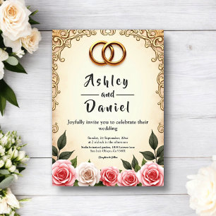 Elegant Romantic Watercolor Floral Wedding Invitation