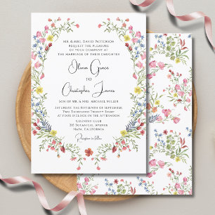 Elegant Romantic Watercolor Floral Wedding Invitation