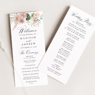 Elegant Romantic Watercolor Floral Wedding Programme