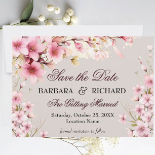 Elegant Romantic Watercolor Floral Wedding Save The Date