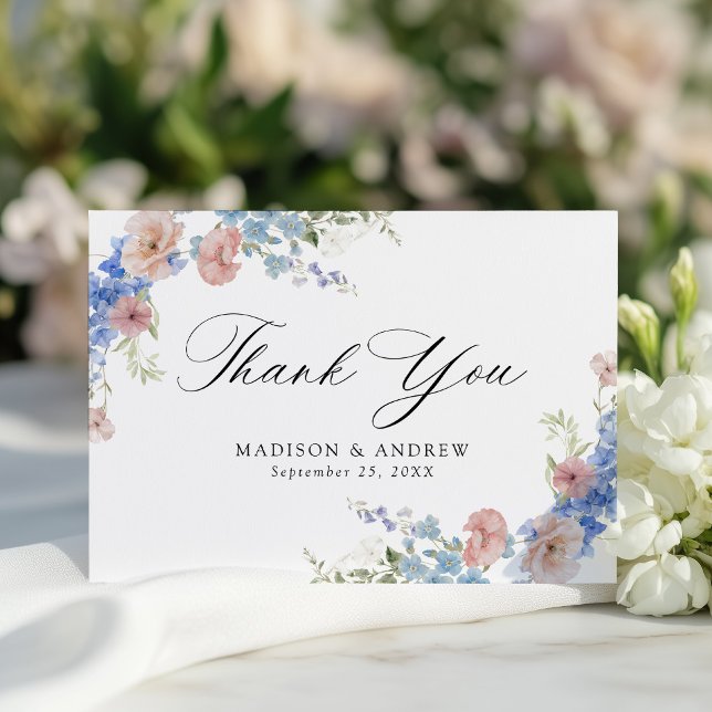 Elegant Romantic Watercolor Floral Wedding Thank You Card (Creator Uploaded)