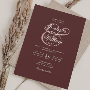 Elegant Romantic Wedding Classic Blush + Burgundy Invitation