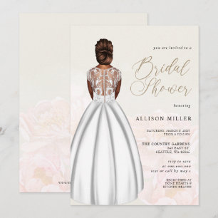 Elegant Romantic Wedding Dress Bridal Shower Invitation
