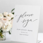 Elegant Romantic Wedding Guest Book Table Sign<br><div class="desc">Add a touch of romance and elegance to your wedding guest book with our Self Standing Wedding Guest Book Sign. This exquisite sign features a modern and elegant calligraphy script, creating a captivating centerpiece for your guest book table. Designed with love and attention to detail, this sign beautifully complements any...</div>