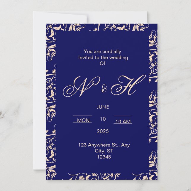 Elegant & Romantic wedding invitation (Front)