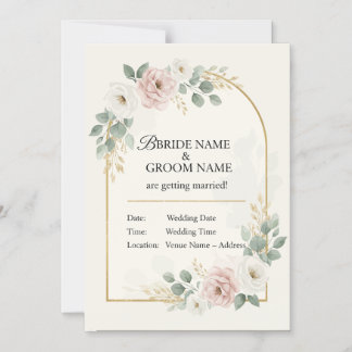 Elegant Romantic Wedding Invitation  Minimal Mode