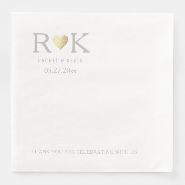 Elegant Romantic Wedding Monogrammed  Napkin (Front)