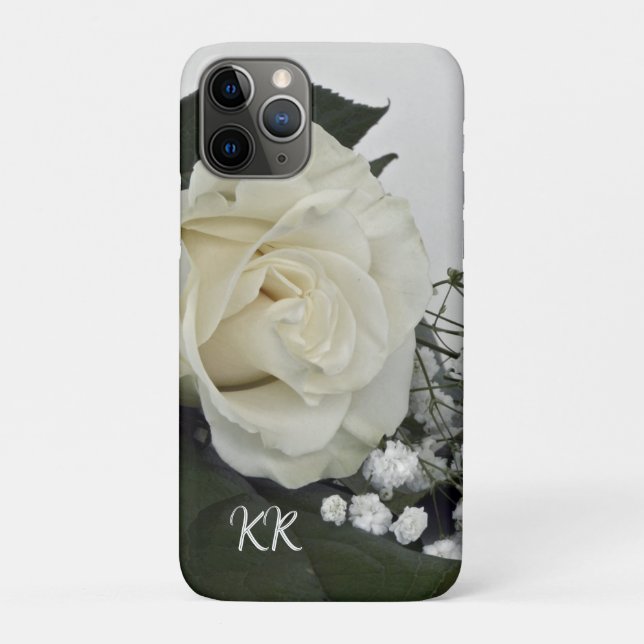 Elegant & Romantic White Rose Personalised Case-Mate iPhone Case (Back)