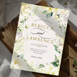 Elegant romantic white sage florals wedding  invitation