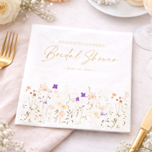 Elegant Romantic Wildflower Bridal Shower Napkin