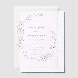 Elegant Romantic Wreath Botanical Floral Wedding Vellum Invitations