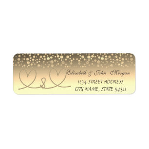 Elegant Rope Hearts,Gold Confetti  Address Label