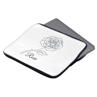 Elegant Rosa Fine Line Art Laptop Case