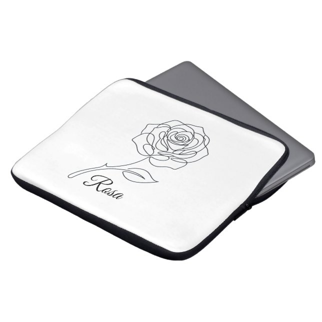Elegant Rosa Fine Line Art Laptop Case  (Front Top)