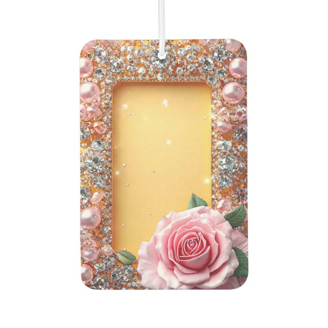 Elegant Rose and Jewel Frame Car Air Freshener (Front)