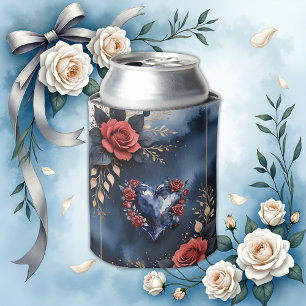 Elegant rose arrangement with golden foliage can cooler