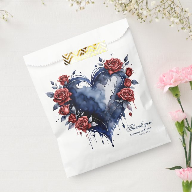 Elegant rose arrangement with golden foliage  favour bags (Sealed)