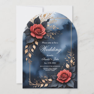 Elegant rose arrangement with golden foliage  invitation