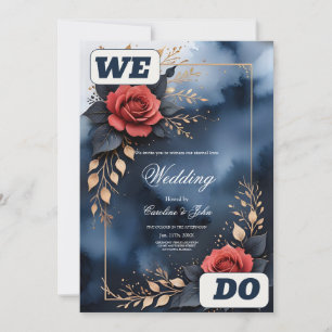 Elegant rose arrangement with golden foliage invitation