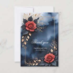 Elegant rose arrangement with golden foliage  thank you card