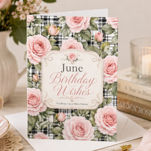 Elegant Rose Birth Flower June Happy Birthday  Card