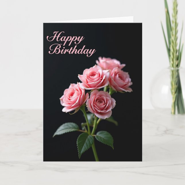 Elegant Rose Birthday Card (Front)