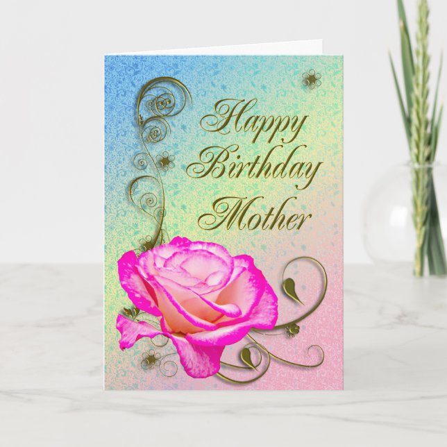 Elegant rose birthday card for Mother (Front)