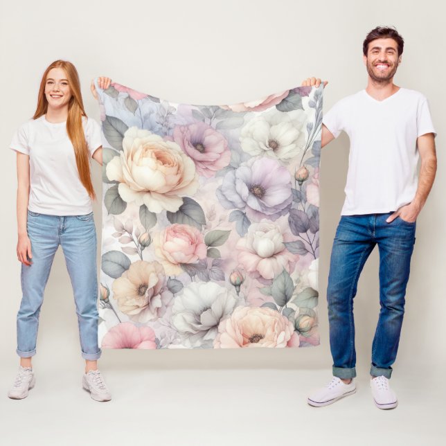 Elegant Rose Blossoms Fleece Blanket (In Situ)