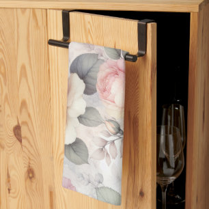 Elegant Rose Blossoms Tea Towel