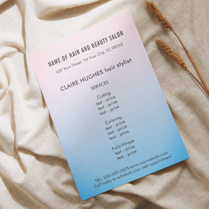 Elegant Rose Blue Gradient Beauty Salon Flyer