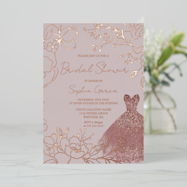 Elegant Rose & Blush Bridal Shower Rose Gold (Standing Front)