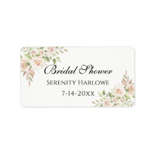Elegant Rose Blush Pink Floral Bridal Shower Labe Label