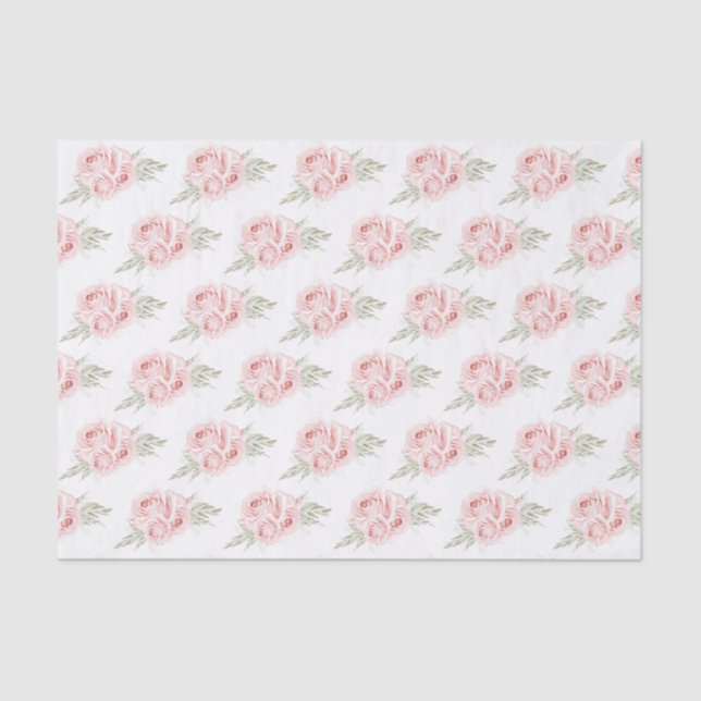 Elegant Rose Blush Pink Floral  Tissue Paper (Front)