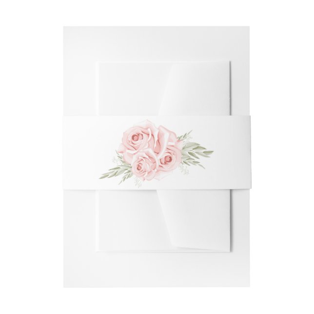Elegant Rose Blush Pink Floral Wedding Invitation  Invitation Belly Band (Front Example)