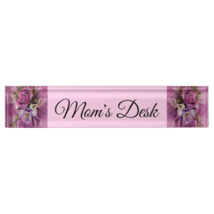 Elegant Rose Bouquet Desk Nameplate