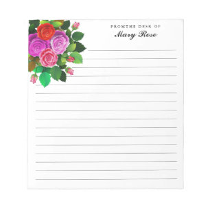 Elegant Rose Bouquet Flowers Personalised Notepad