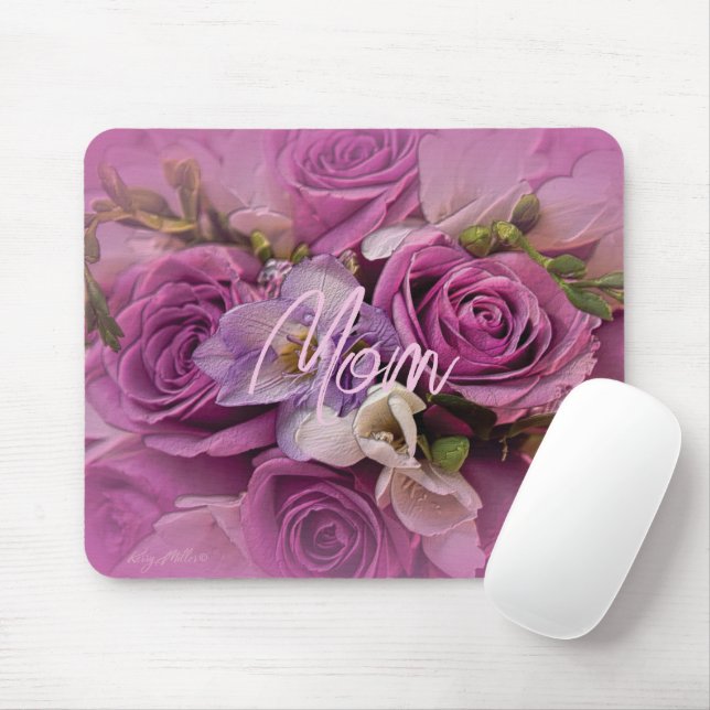 Elegant Rose Bouquet Mouse Mat (With Mouse)