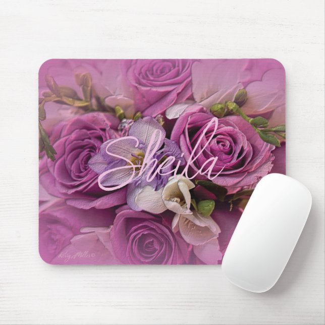 Elegant Rose Bouquet Mouse Mat (With Mouse)