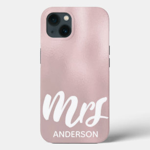 Elegant Rose Bride Gold Mrs Surname iPhone 13 Case