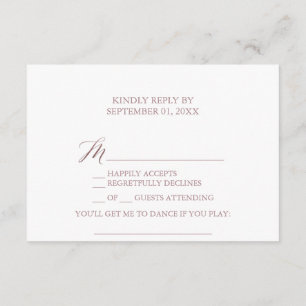 Elegant Rose Calligraphy Song Request RSVP Card