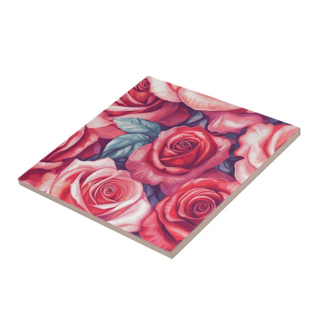 Elegant Rose Ceramic Tiles  For Cooking Space (Side)
