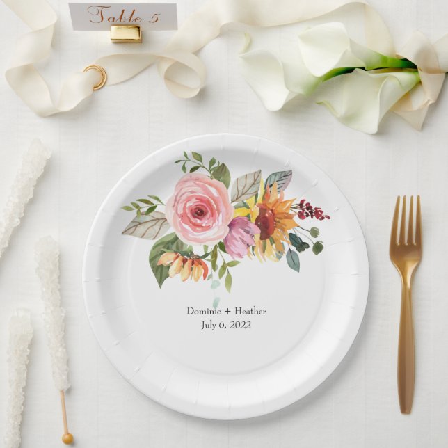 Elegant Rose Chic Wedding Paper Plate (Wedding)