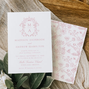 Elegant Rose Chinoiserie Victorian Floral Wedding Invitation