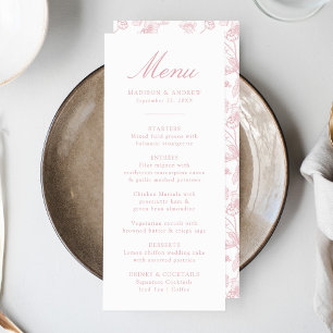 Elegant Rose Chinoiserie Victorian Floral Wedding Menu
