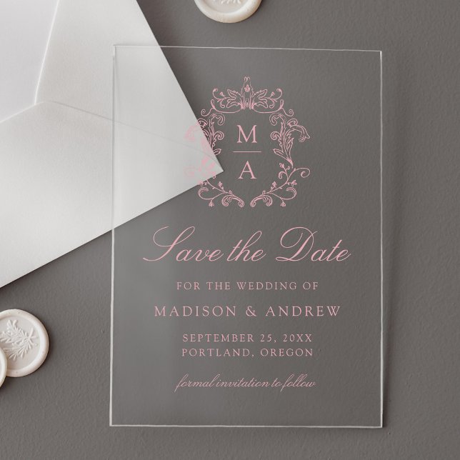 Elegant Rose Chinoiserie Wedding Save the Date Acrylic Invitations (Creator Uploaded)