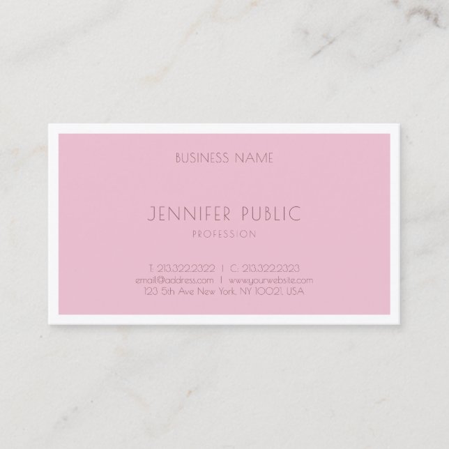 Elegant Rose Colour Modern Template Sophisticated Business Card (Front)
